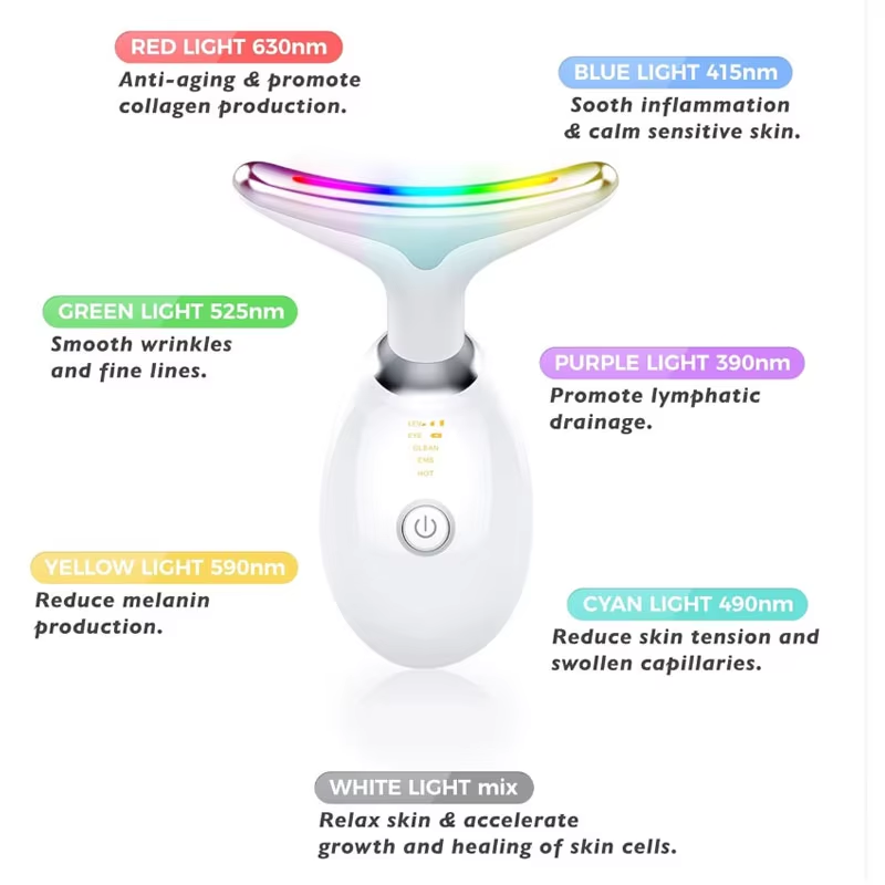 3 Colors/7 Colors Face Neck Massager Facial Lift Three Light Modes Electric Skin Tightening Device LED Beauty Instrument